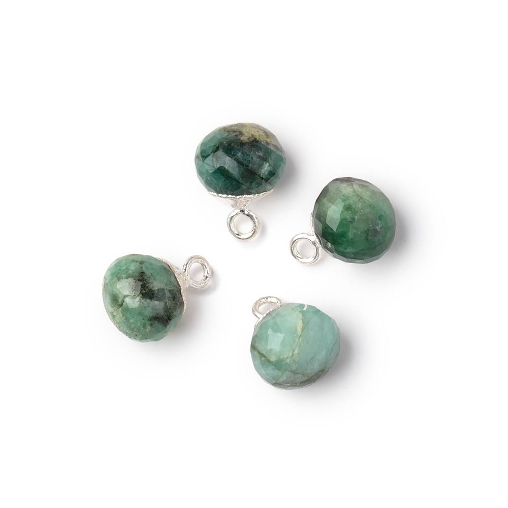 8mm Silver Leafed Emerald Faceted Candy Kiss Focal Set of 4 - Beadsofcambay.com