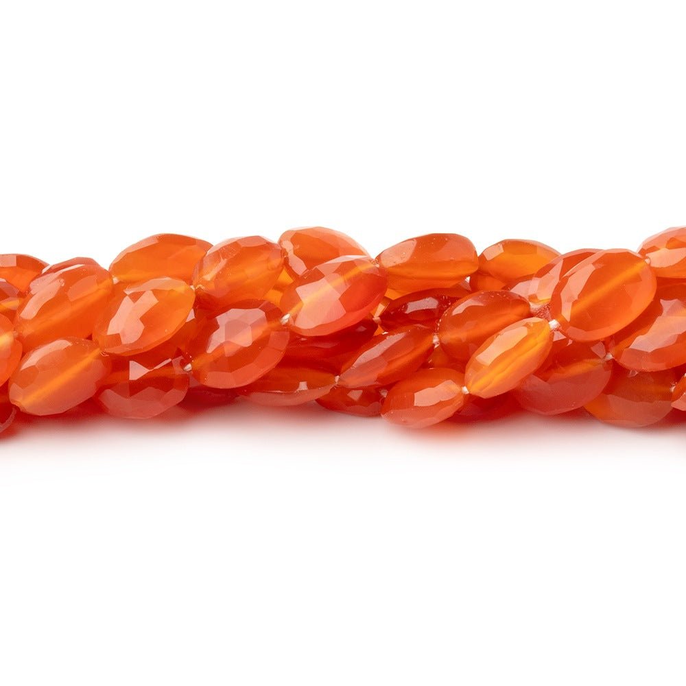 8x5 - 9x6mm Carnelian Faceted Oval Beads 8 inch 25 pieces - Beadsofcambay.com