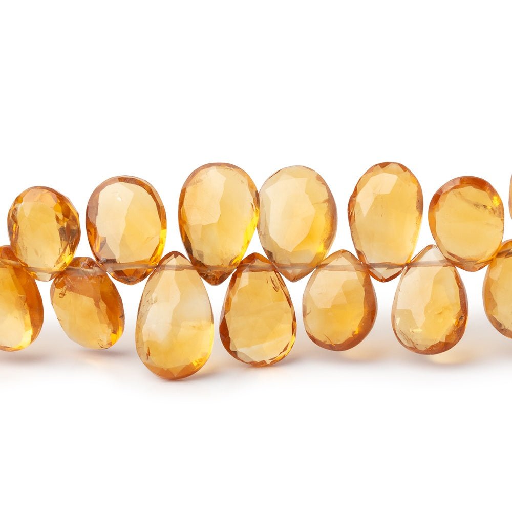 8x6 - 11x7mm Madeira Citrine Faceted Pear 8.5 inch 60 Beads - Beadsofcambay.com