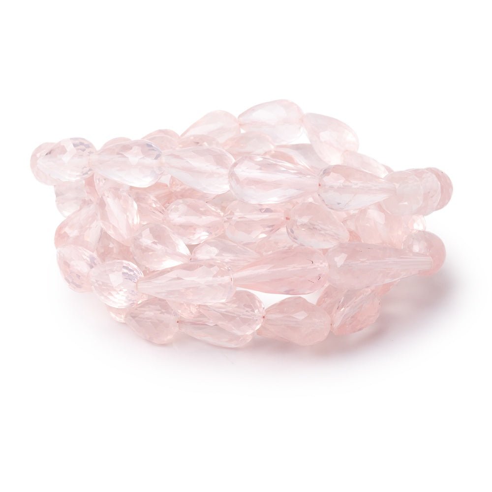 8x6 - 13x6.5mm Rose Quartz Faceted Tear Drop Beads 15.5 inch 38 pieces - Beadsofcambay.com