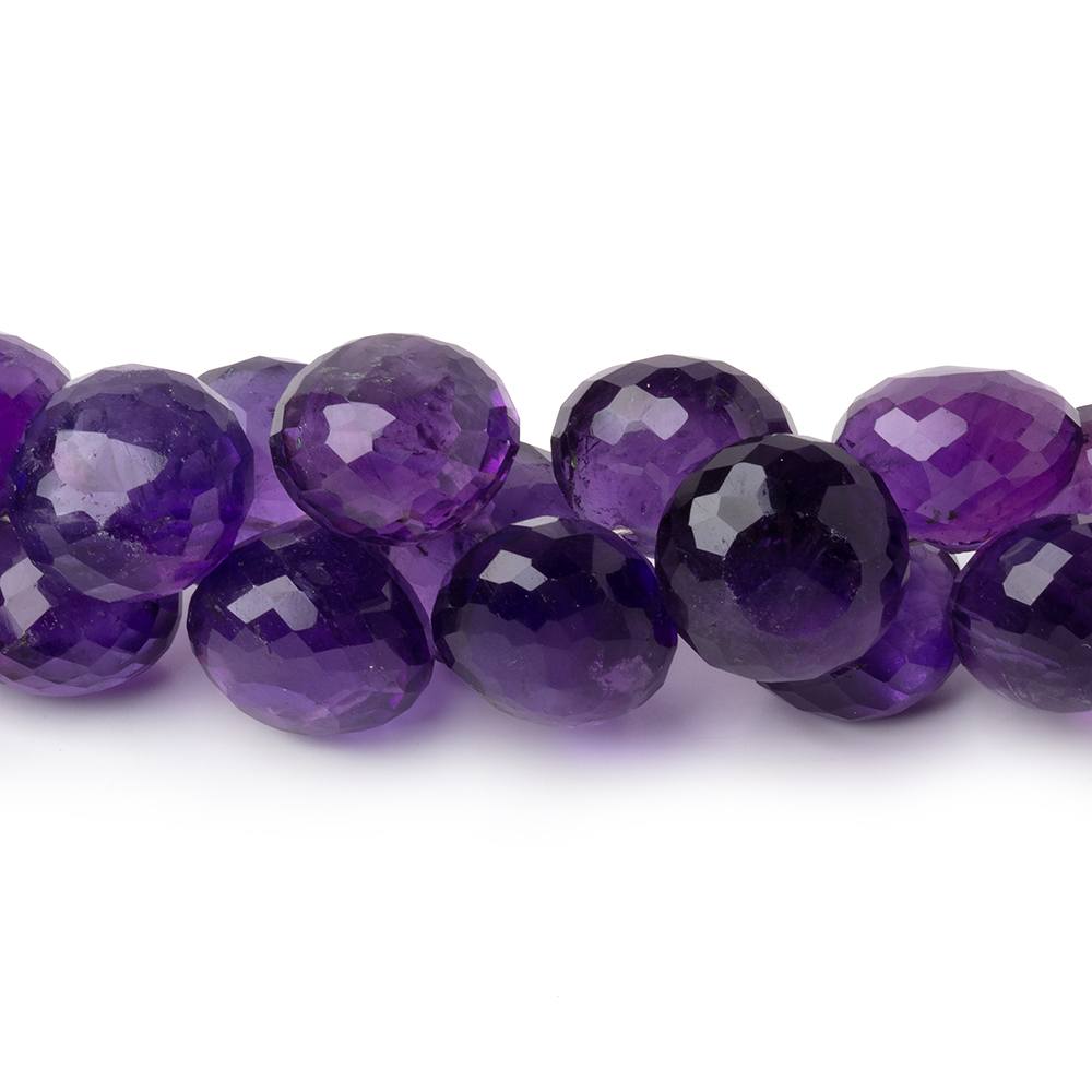 9 - 10.5mm Amethyst Faceted Candy Kiss Beads 8 inch 51 pieces - Beadsofcambay.com