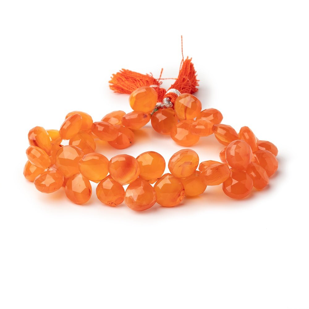 9 - 10mm Carnelian Faceted Heart Beads 8 inch 45 pieces - Beadsofcambay.com