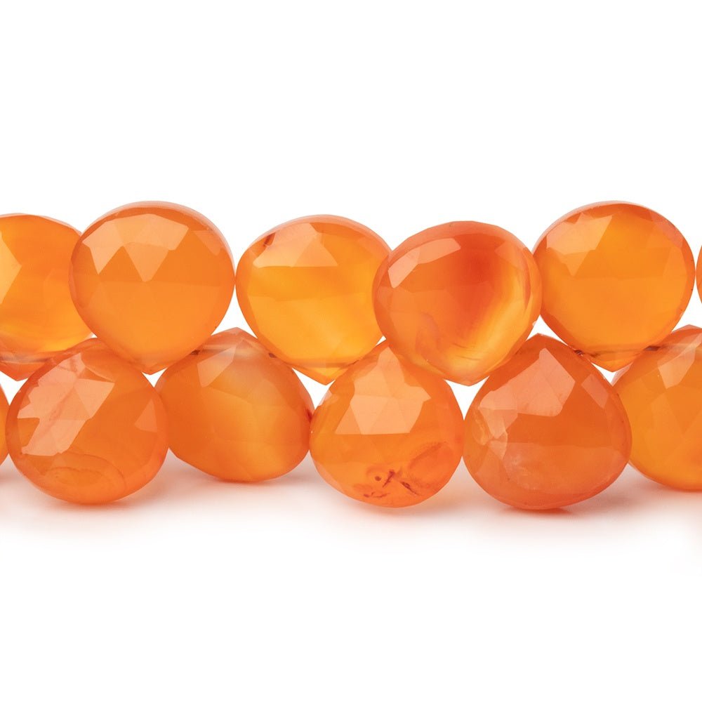 9 - 10mm Carnelian Faceted Heart Beads 8 inch 45 pieces - Beadsofcambay.com