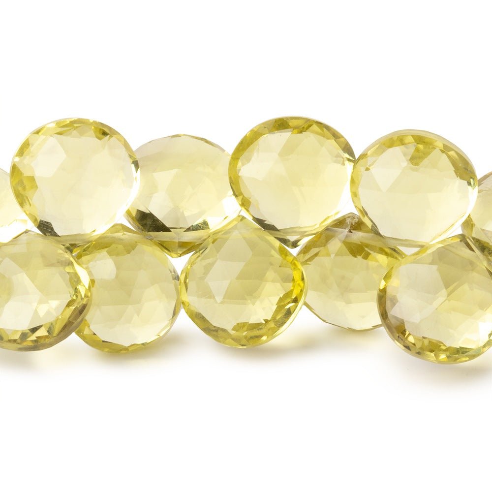 9 - 10mm Lemon Quartz Faceted Heart Beads 8 inch 44 Beads AAA - Beadsofcambay.com