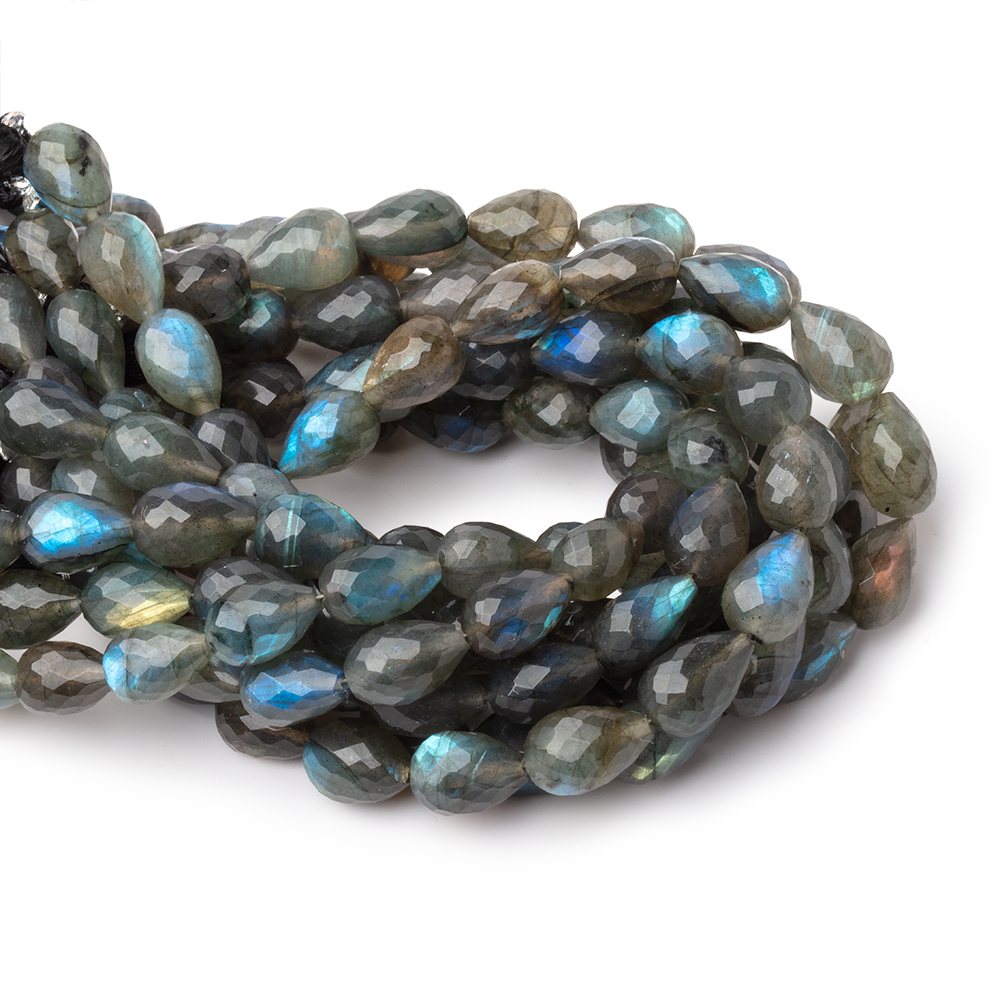 9 - 11mm Labradorite Straight Drill Tear Drop 7.25 inch 17 Beads - Beadsofcambay.com