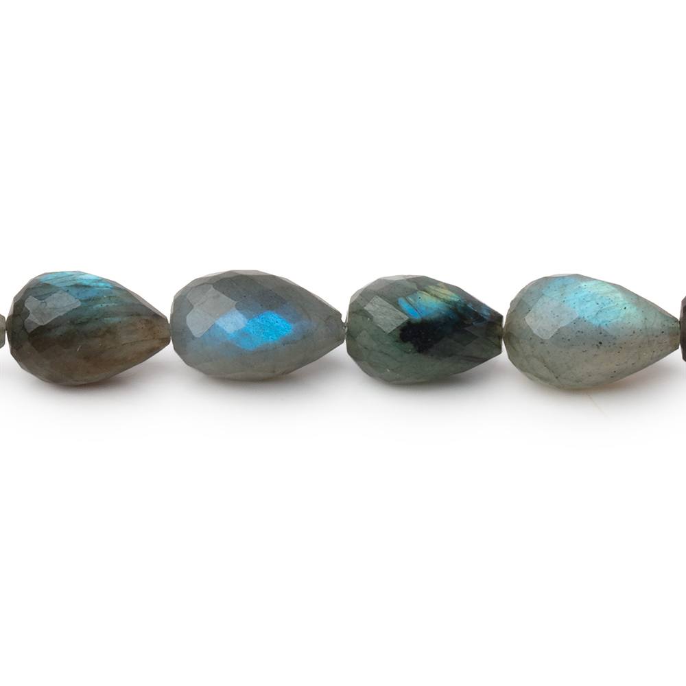 9 - 11mm Labradorite Straight Drill Tear Drop 7.25 inch 17 Beads - Beadsofcambay.com