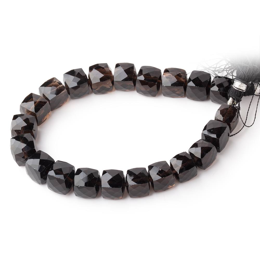 9 - 11mm Smoky Quartz Faceted Cube Beads 8 inch 21 pieces - Beadsofcambay.com