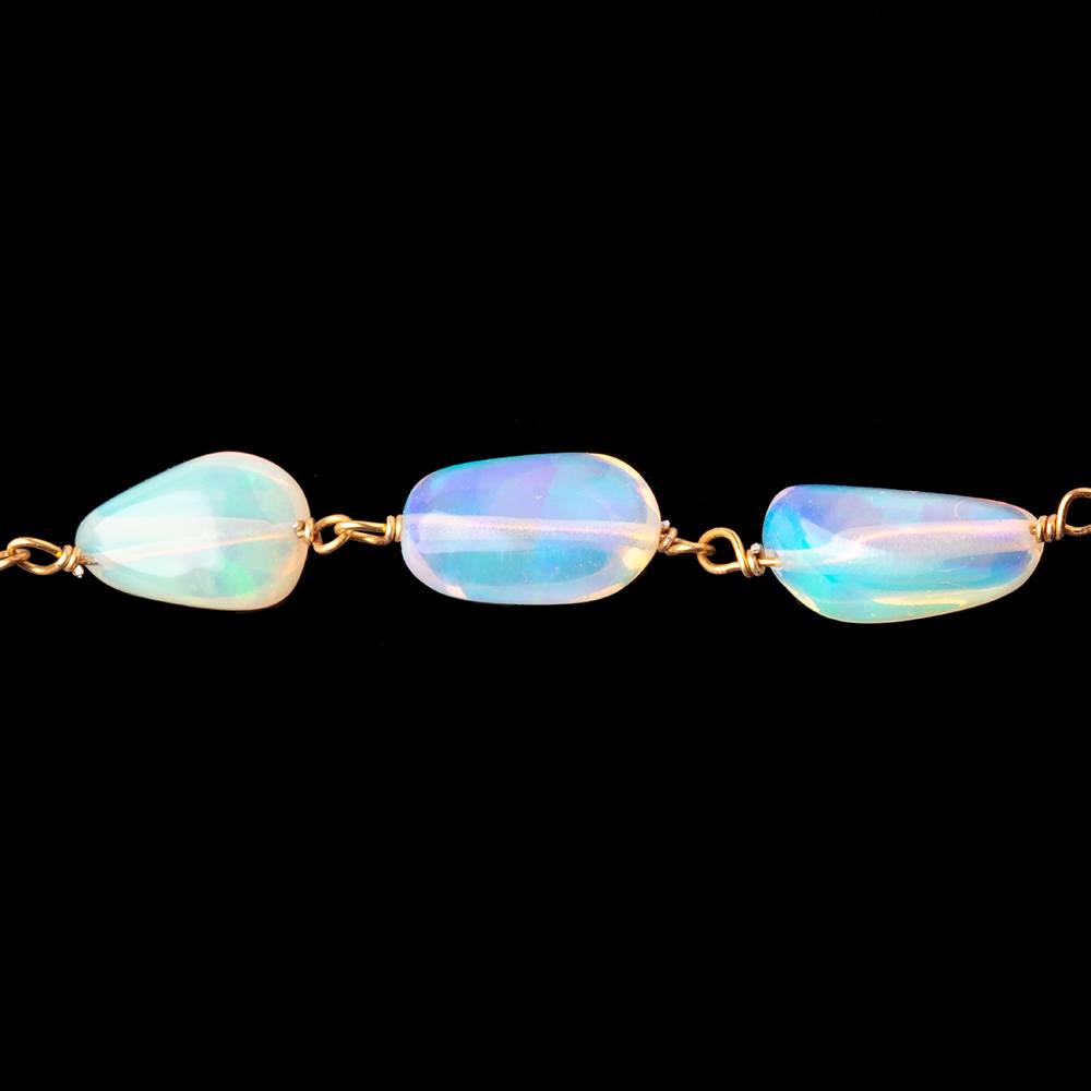 9 - 12mm Ethiopian Opal Plain Nuggets on Vermeil Chain - Beadsofcambay.com