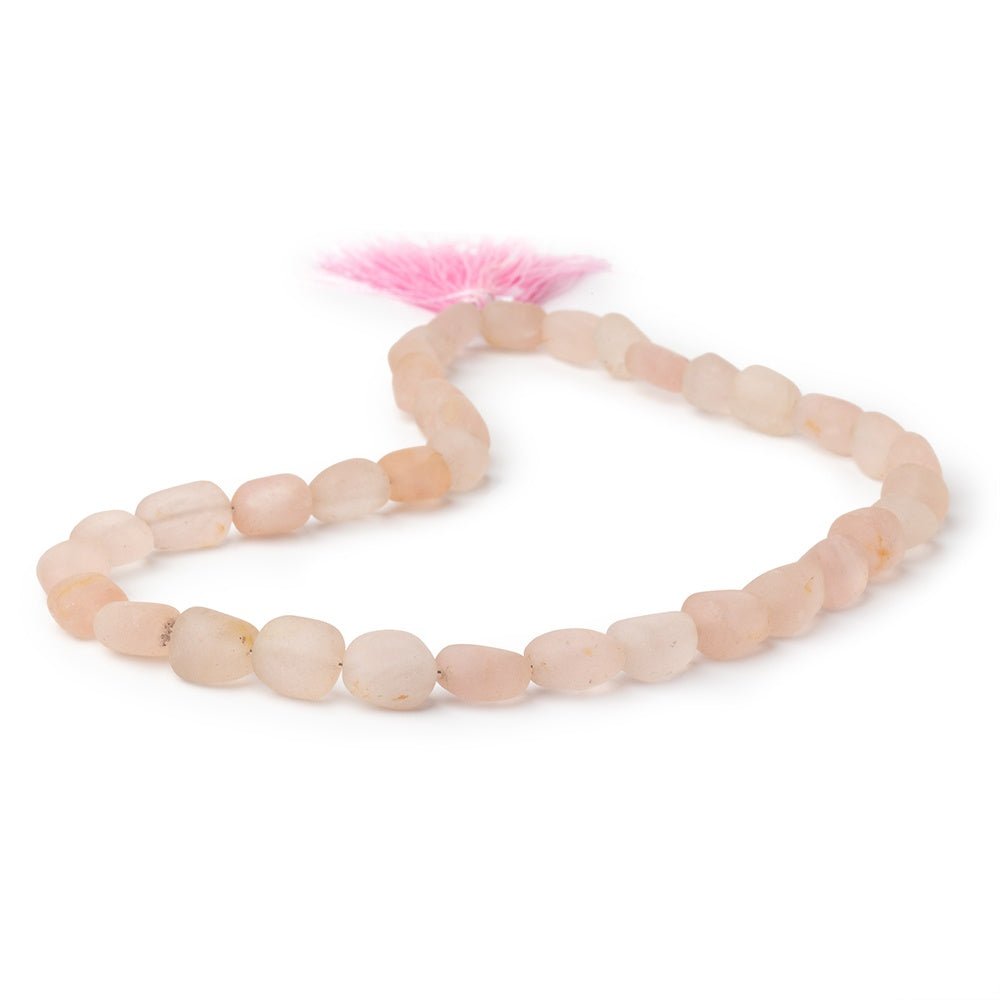 9 - 12mm Matte Morganite Plain Nugget Beads 16 inch 36 pieces - Beadsofcambay.com