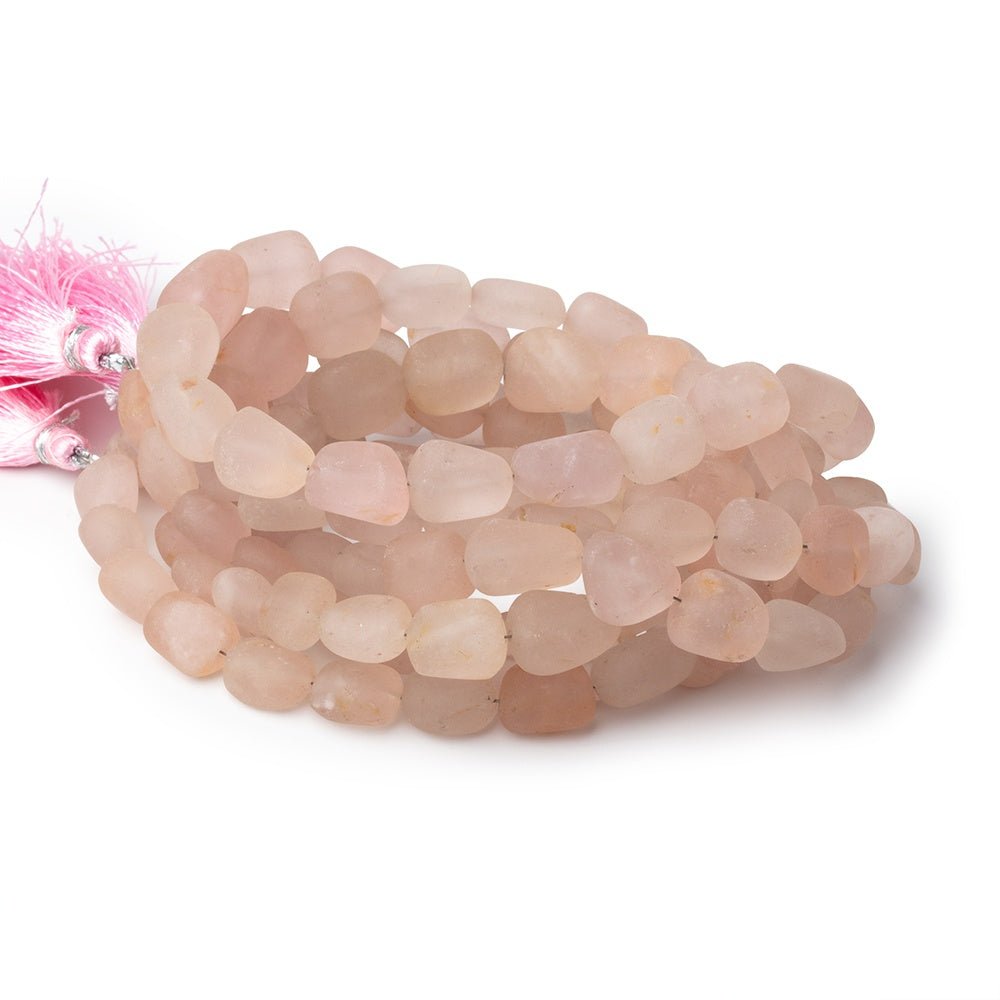 9 - 12mm Matte Morganite Plain Nugget Beads 16 inch 36 pieces - Beadsofcambay.com