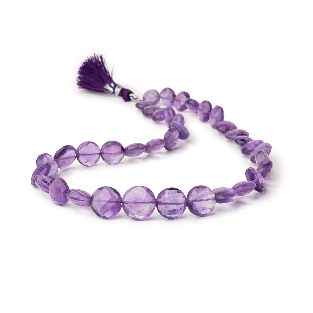 9 - 13mm Amethyst Faceted Coin Beads 15 inch 36 pieces - Beadsofcambay.com