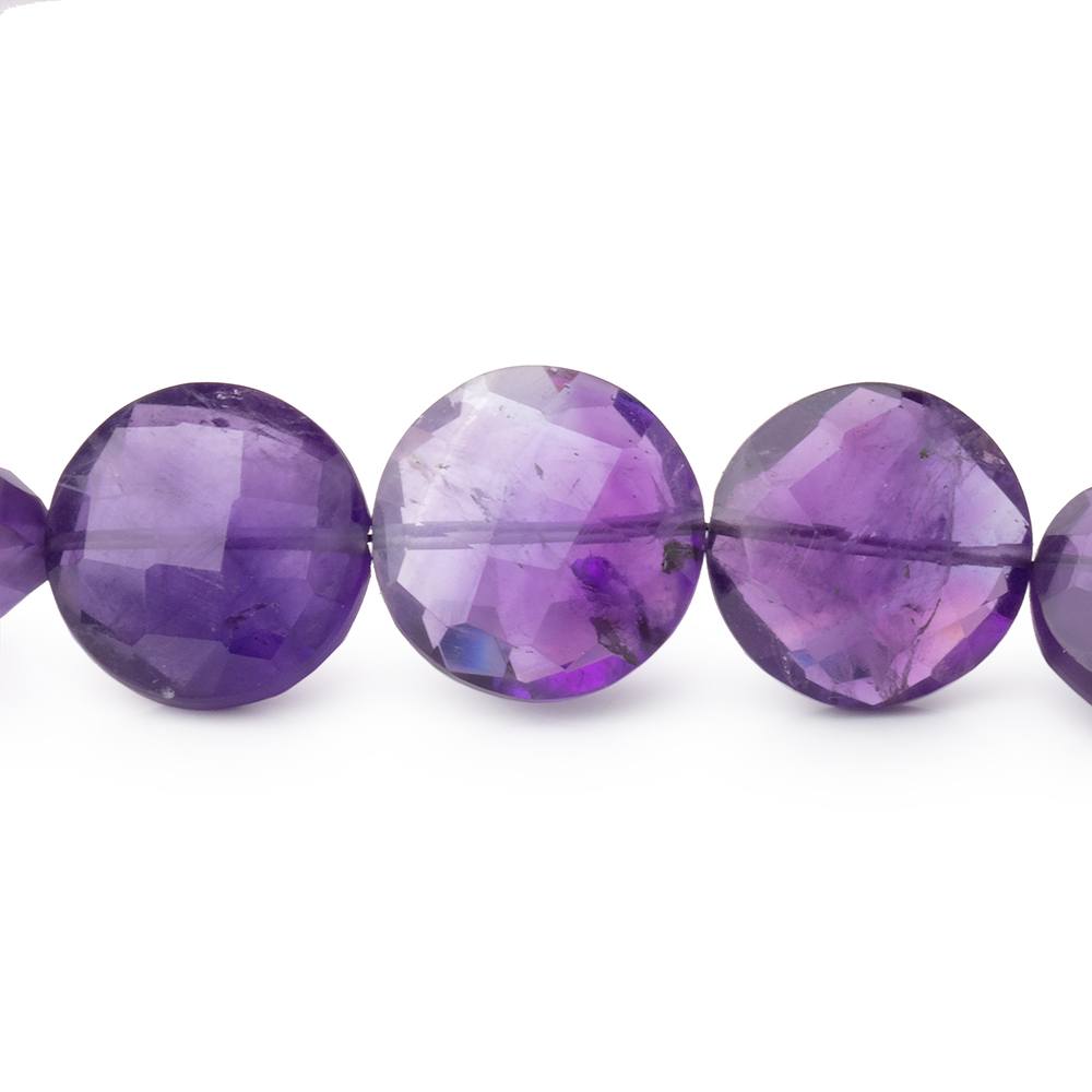 9 - 13mm Amethyst Faceted Coin Beads 16 inch 36 pieces - Beadsofcambay.com