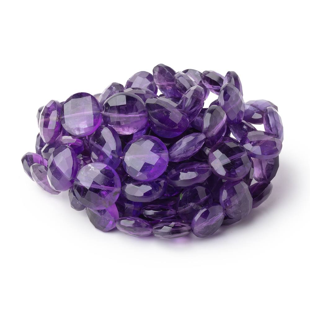 9 - 13mm Amethyst Faceted Coin Beads 16 inch 36 pieces - Beadsofcambay.com