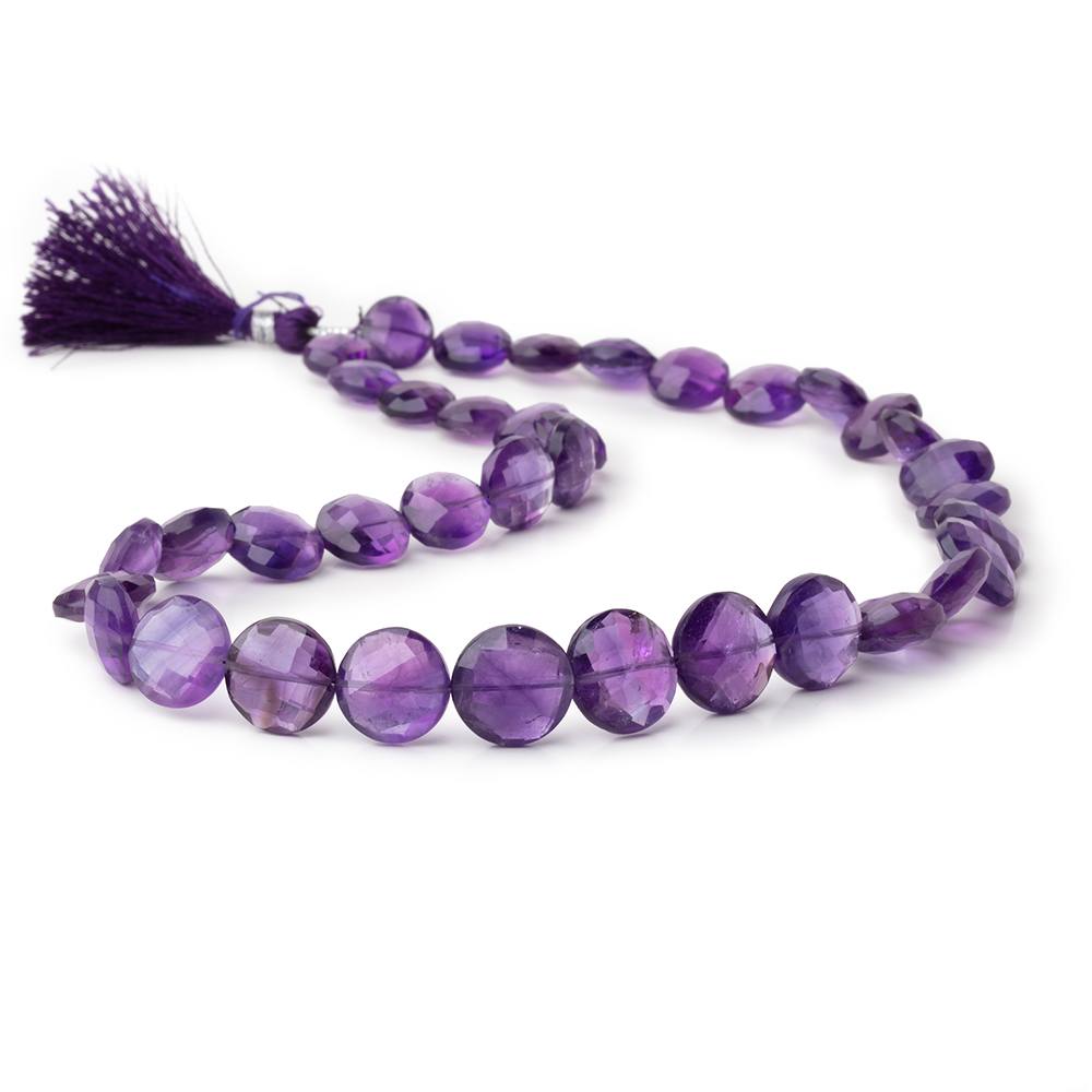 9 - 13mm Amethyst Faceted Coin Beads 16 inch 36 pieces - Beadsofcambay.com