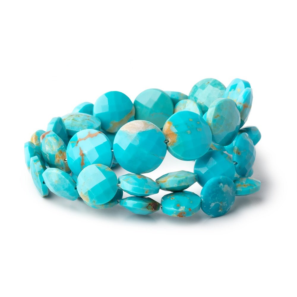 9 - 13mm Sleeping Beauty Turquoise Faceted Coin 17 inch 43 Beads AA - Beadsofcambay.com