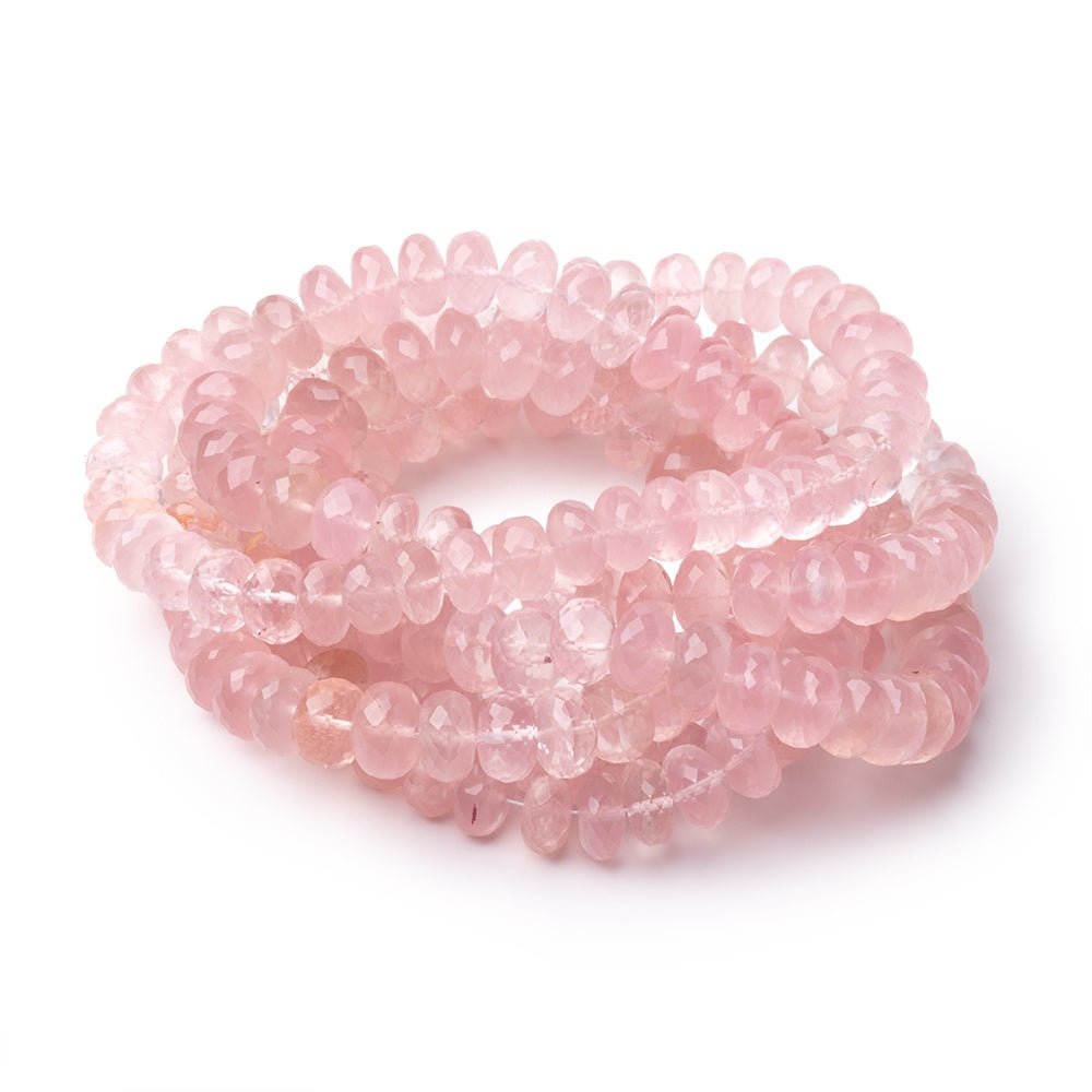 9 - 9.5mm Rose Quartz Faceted Rondelle Beads 16 inch 72 pieces AA - Beadsofcambay.com