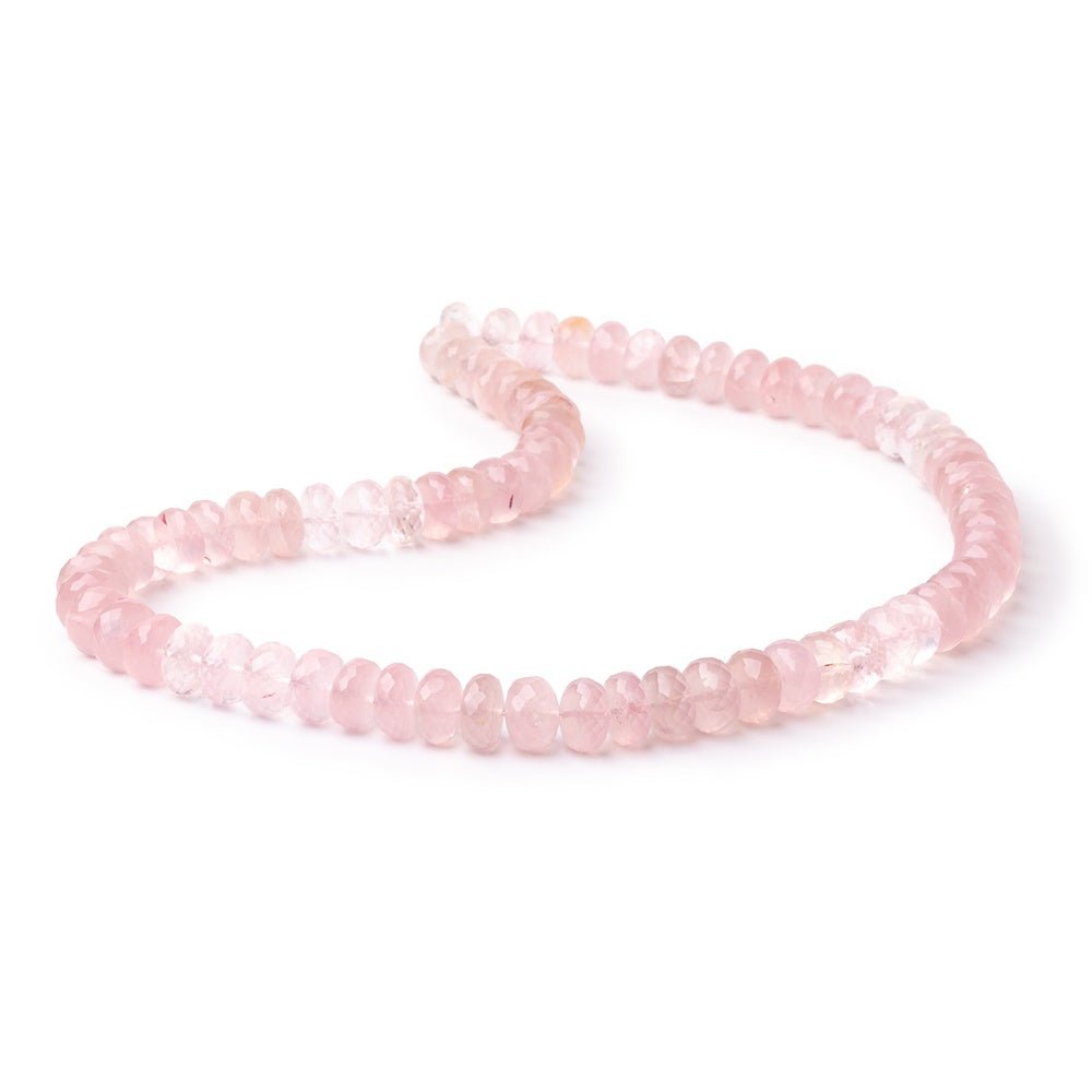 9 - 9.5mm Rose Quartz Faceted Rondelle Beads 16 inch 72 pieces AA - Beadsofcambay.com