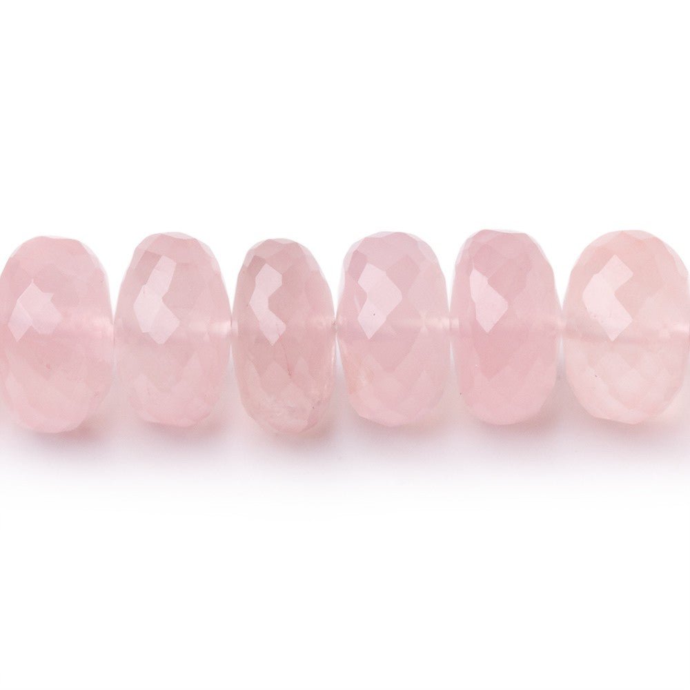 9 - 9.5mm Rose Quartz Faceted Rondelle Beads 16 inch 72 pieces AA - Beadsofcambay.com