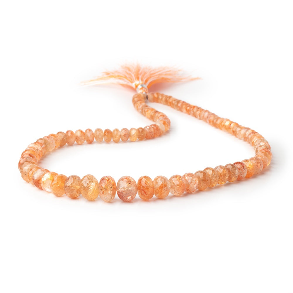 5-11mm Sunstone Faceted Rondelle Beads 16 inch 95 pieces - BeadsofCambay.com