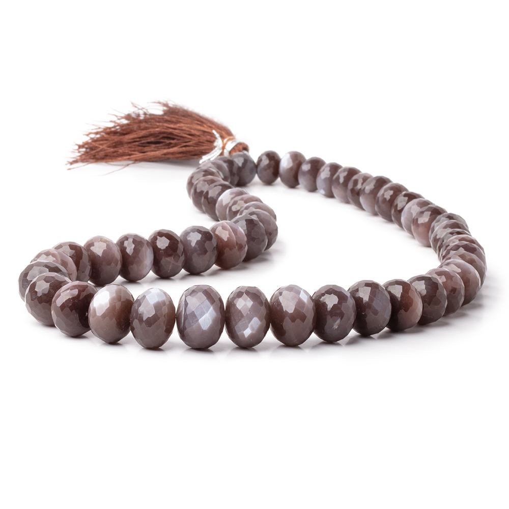 9.5 - 18.5mm Chocolate Brown Moonstone Faceted Rondelle 16 inch 49 Beads - Beadsofcambay.com