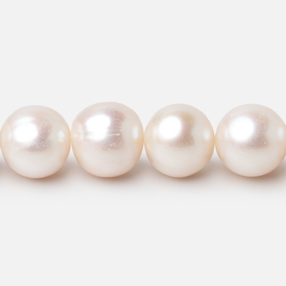 9.5x9 - 11x10mm Creamy White Off Round Freshwater Pearls 16 inch 42 Beads - Beadsofcambay.com