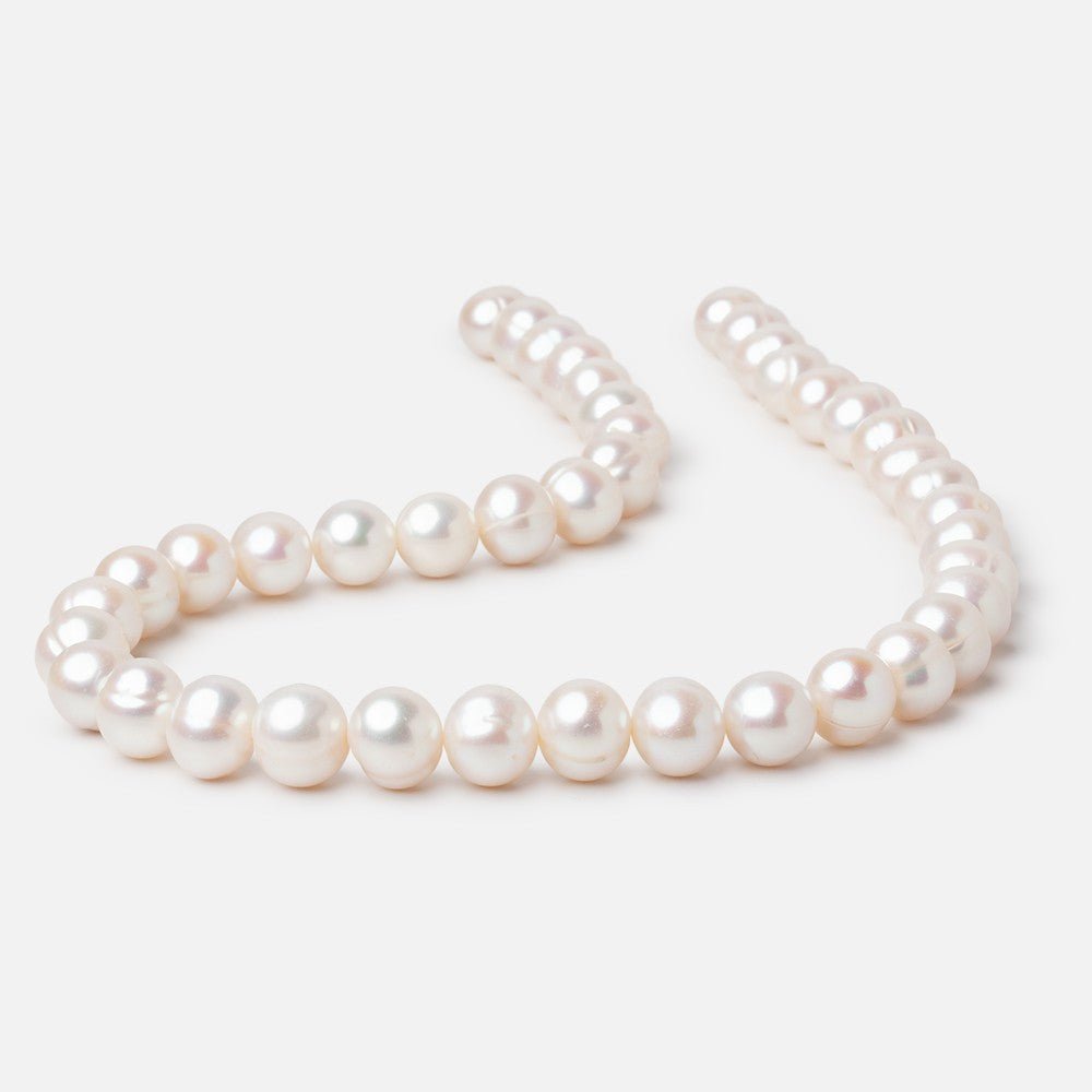 9.5x9 - 11x10mm Creamy White Off Round Freshwater Pearls 16 inch 42 Beads - Beadsofcambay.com