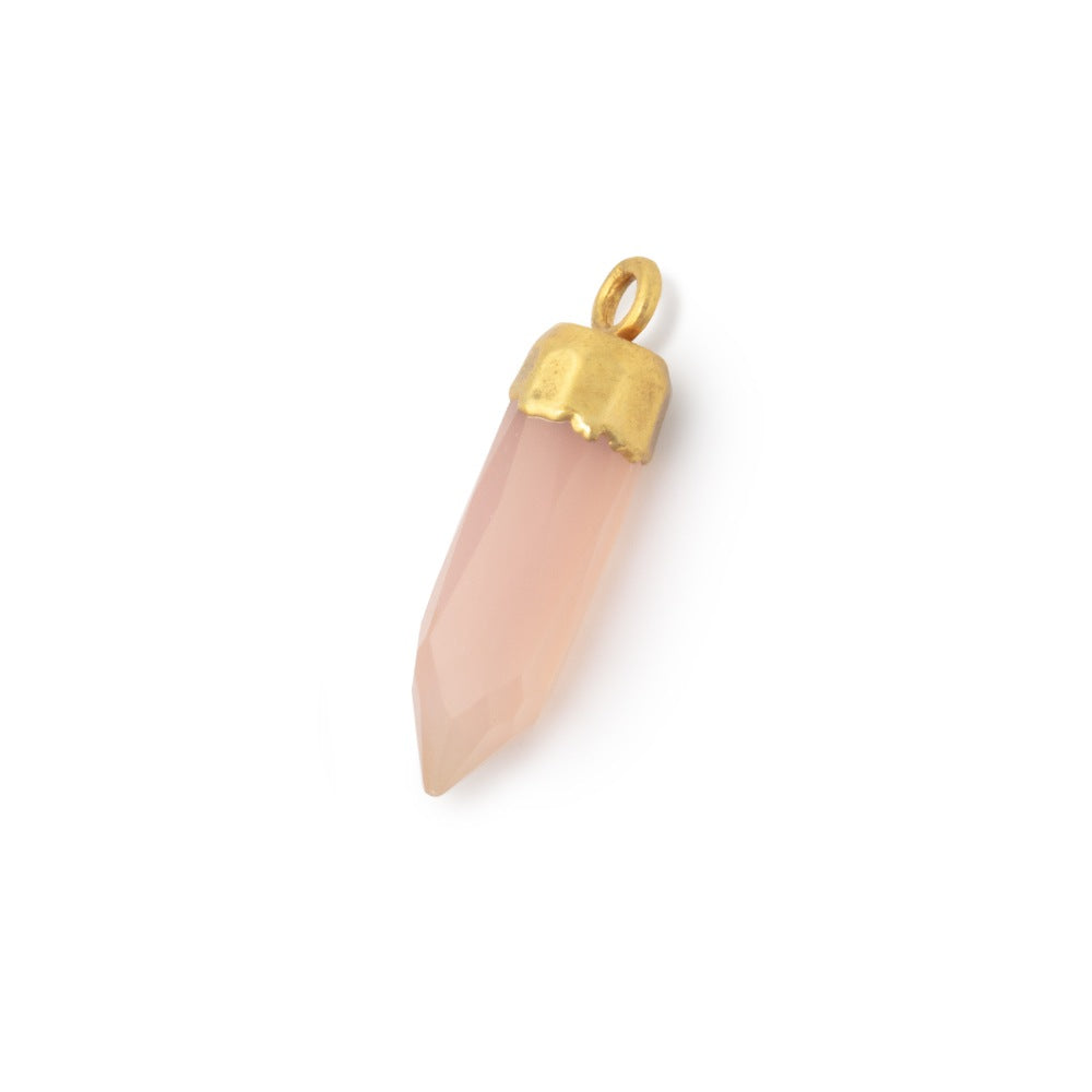 23x6mm Gold Leafed Rose Chalcedony Spike Pendants 1 piece - BeadsofCambay.com