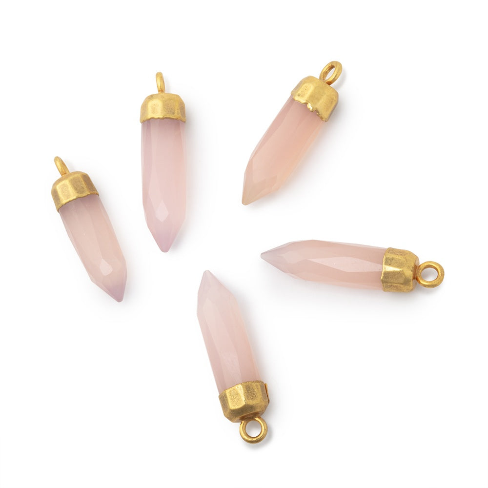 23x6mm Gold Leafed Rose Chalcedony Spike Pendants 1 piece - BeadsofCambay.com