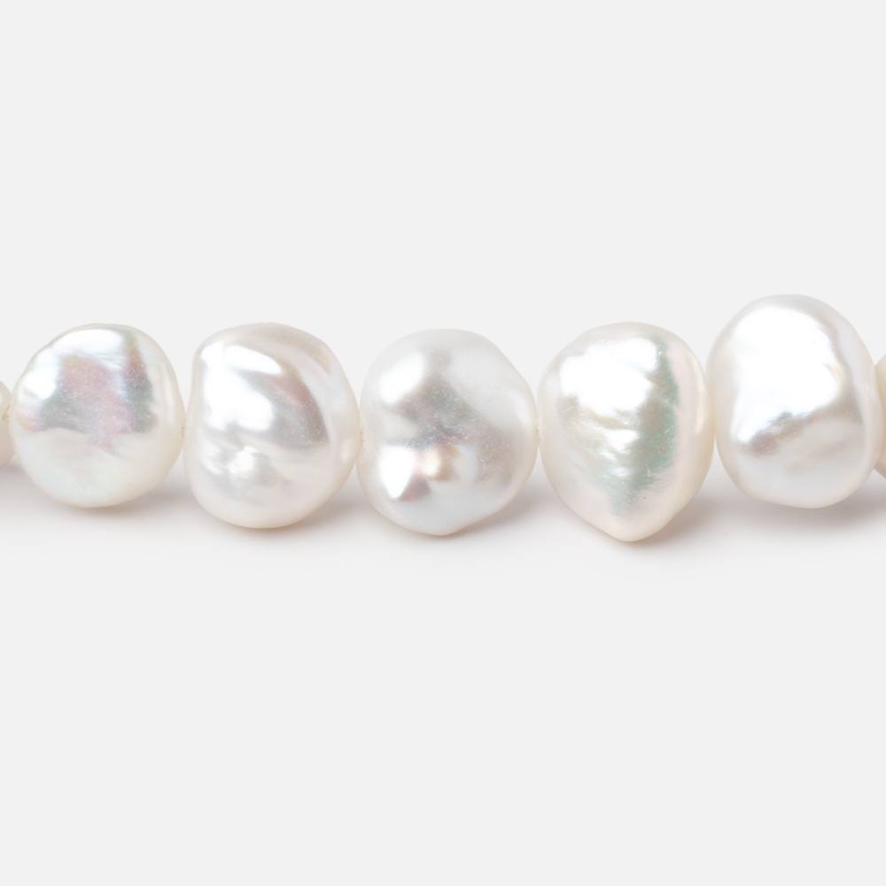 9-10mm Off White Side Drilled Keshi Freshwater Pearls 16 inch 45 pieces - BeadsofCambay.com