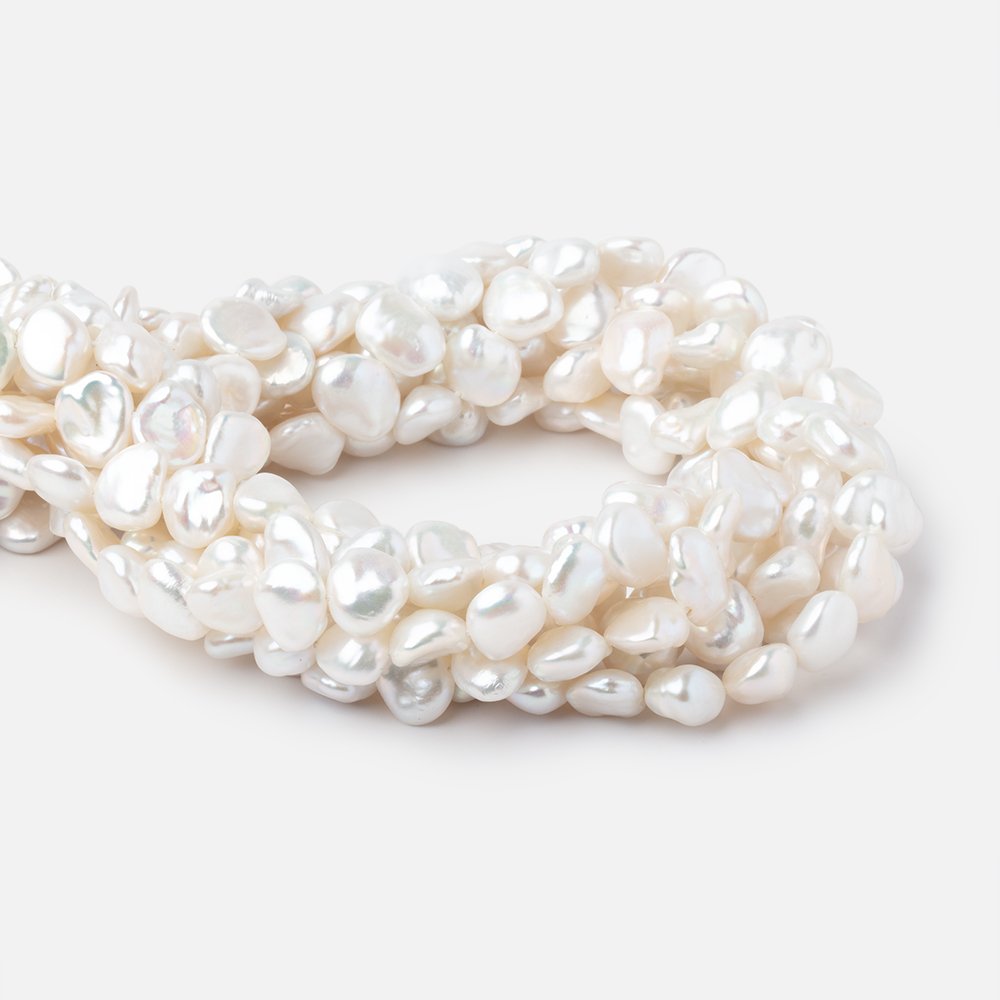 9-10mm Off White Side Drilled Keshi Freshwater Pearls 16 inch 45 pieces - BeadsofCambay.com