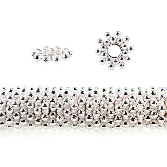 9mm Double Row Daisy Spacers with 3mm Large Hole 8 inch 130 Beads - Beadsofcambay.com