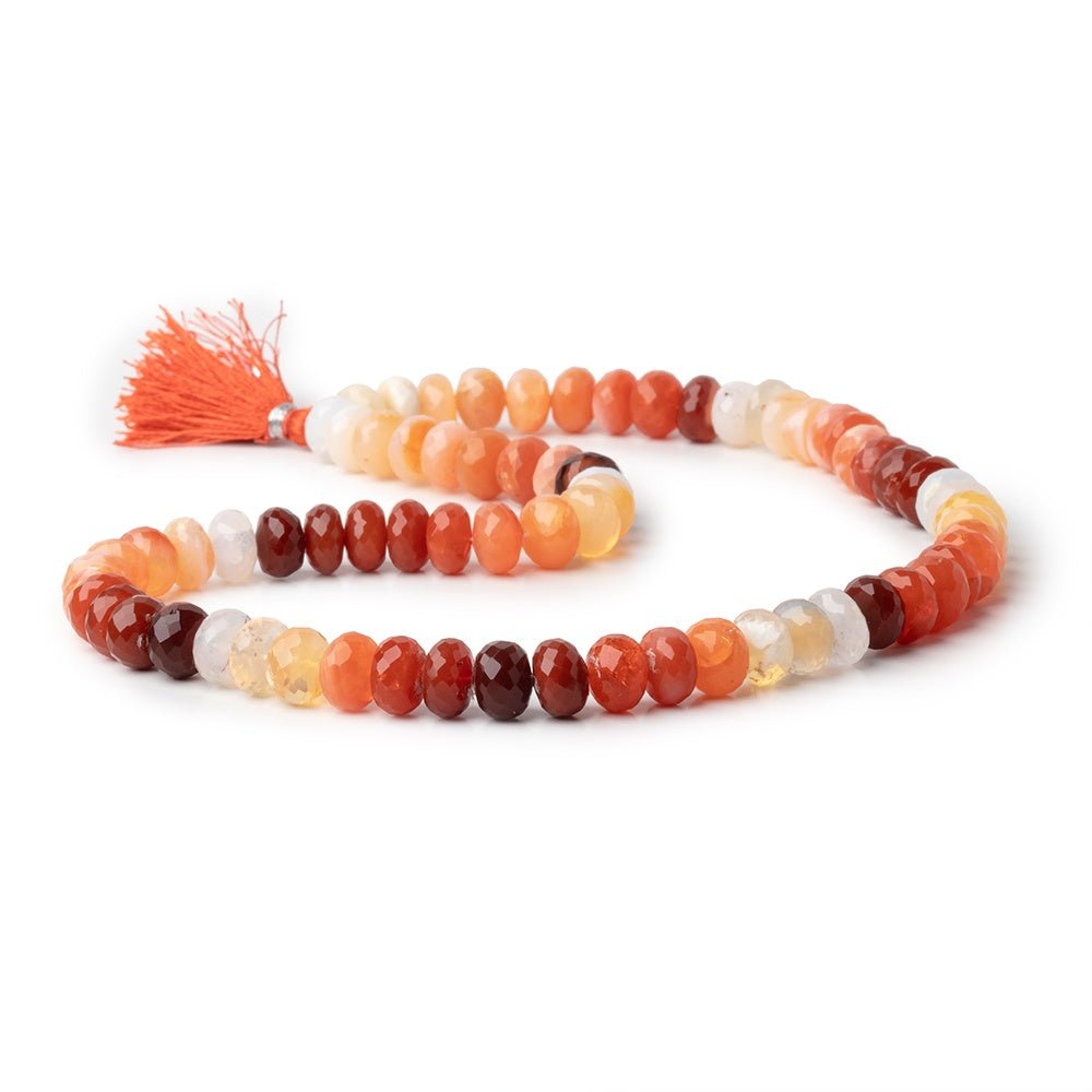 9mm Mexican Fire Opal Faceted Rondelle Beads 16 inch 65 pieces - Beadsofcambay.com