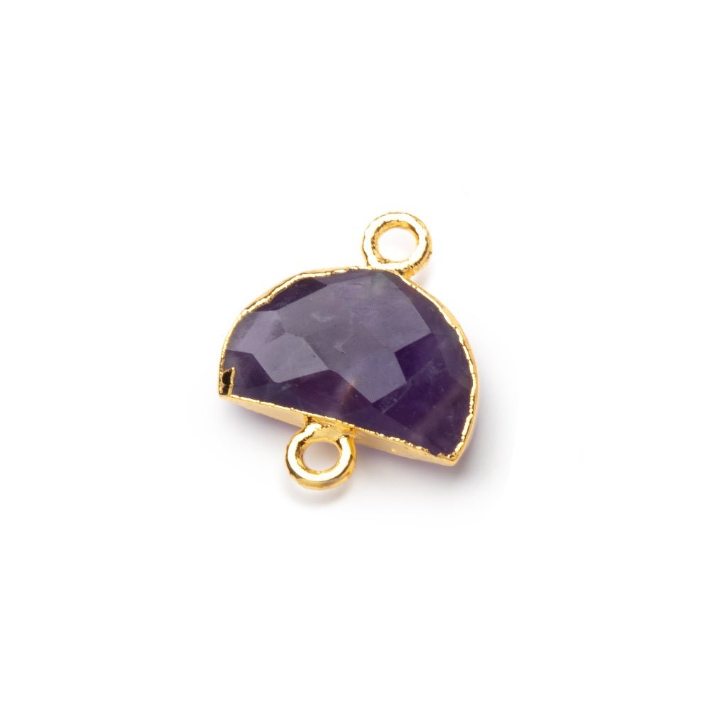 9x14mm Gold Leafed Amethyst Faceted Half Moon Focal Connector 1 piece - Beadsofcambay.com