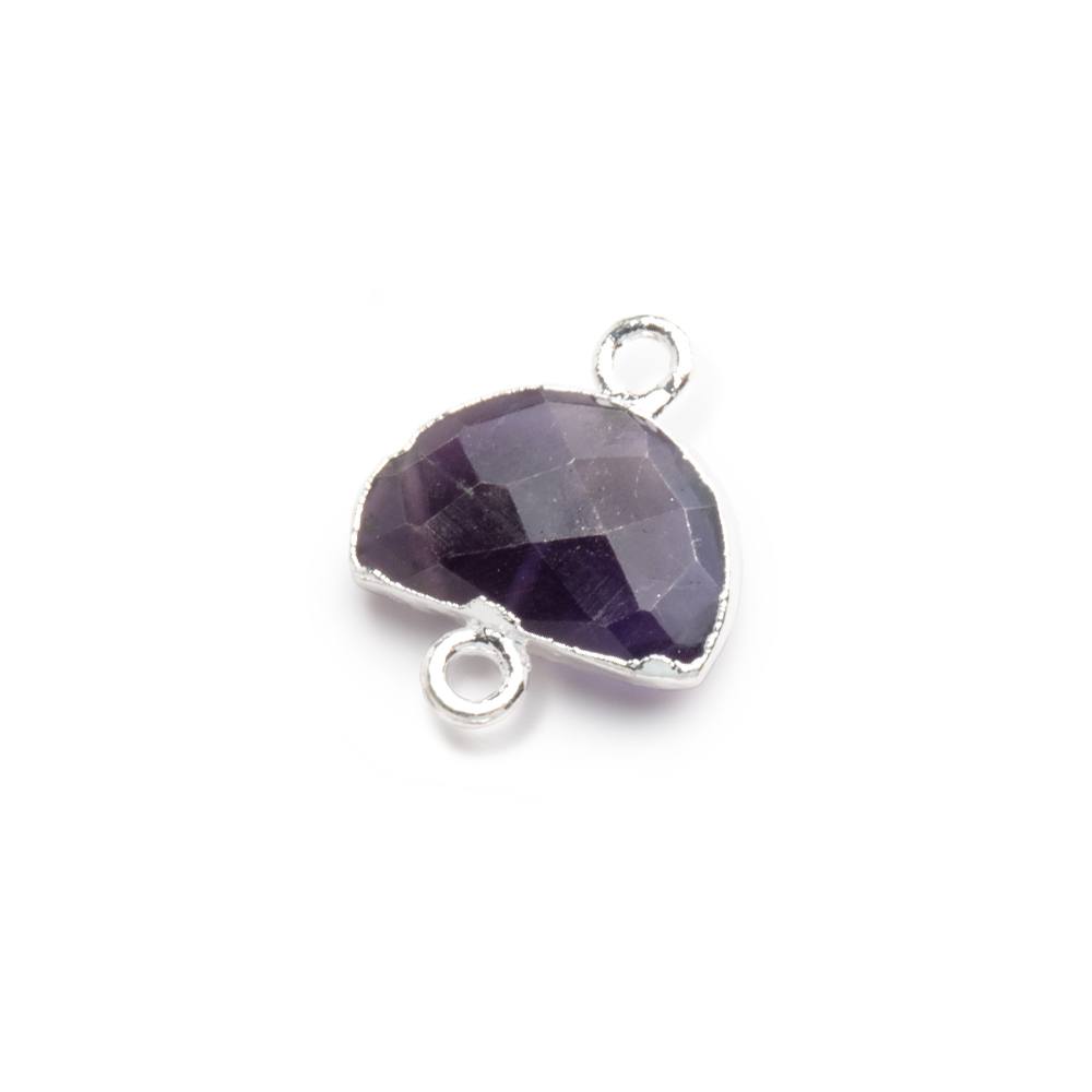 9x14mm Silver Leafed Amethyst Faceted Half Moon Focal Connector 1 piece - Beadsofcambay.com