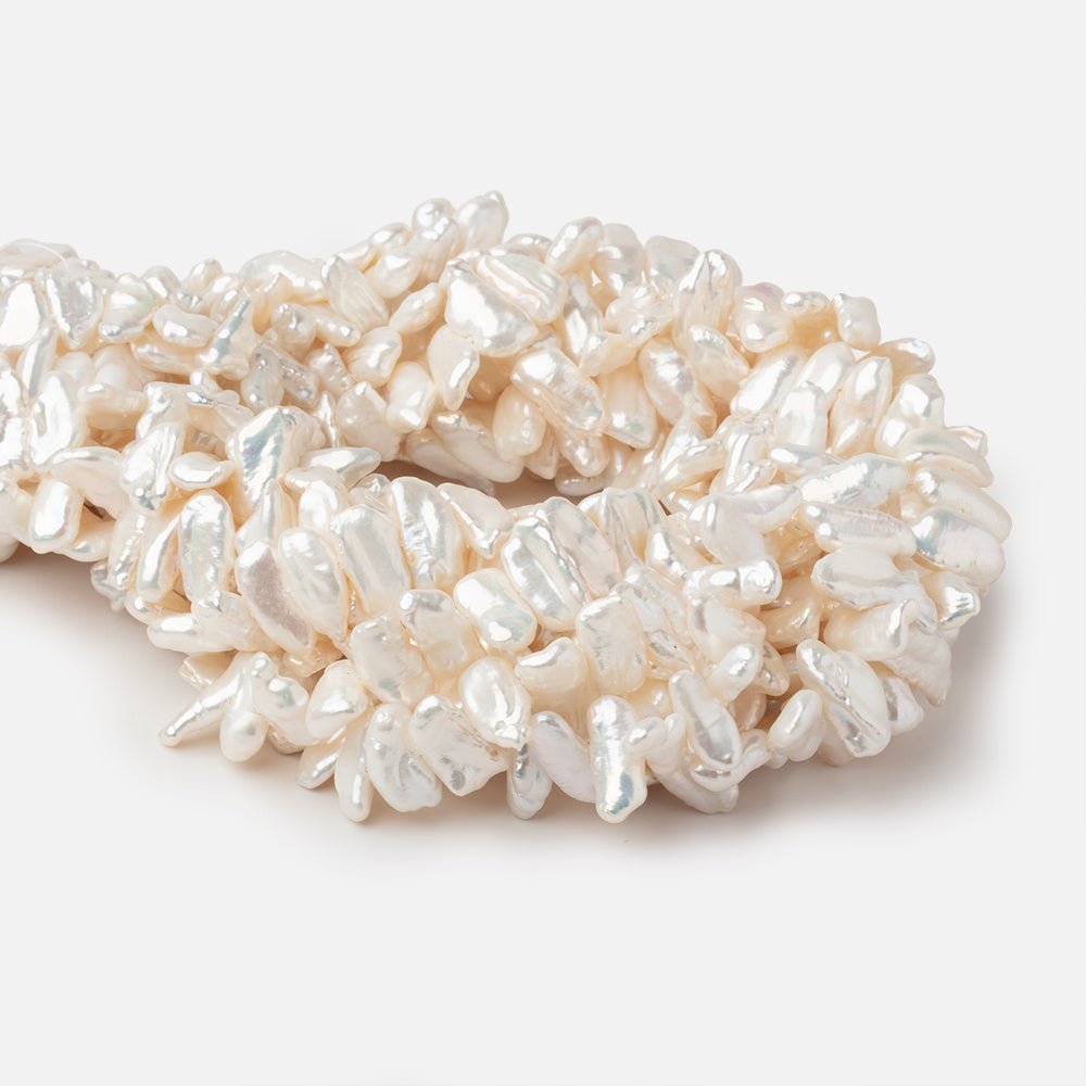 9x6 - 15x8mm Creamy White Biwa Freshwater Pearls 15.5 inch 59 beads AA - Beadsofcambay.com