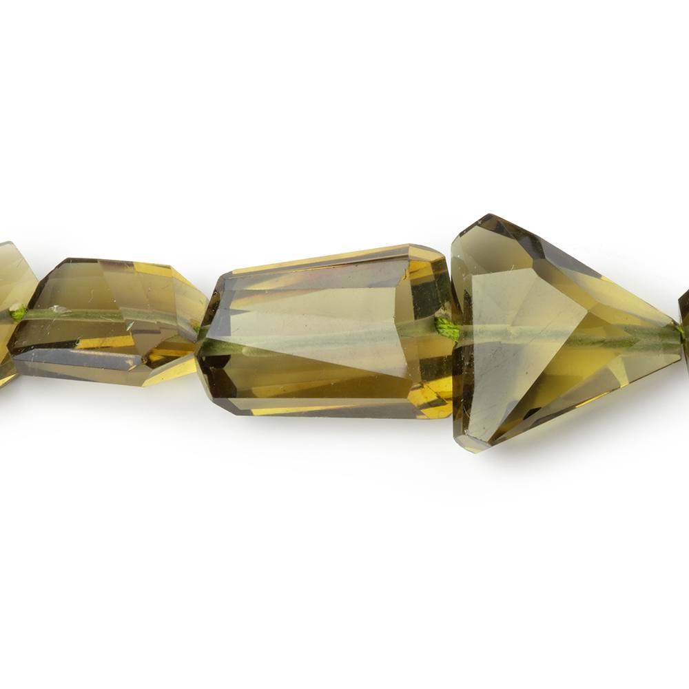 9x9 - 18x12mm Olive Green Quartz Faceted Nugget 18 inch 36 Beads AAA - Beadsofcambay.com