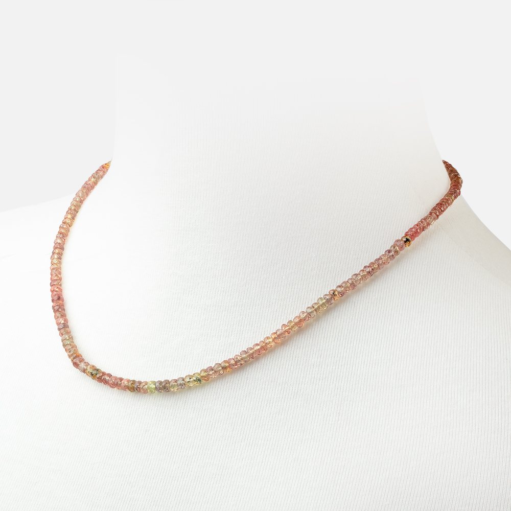 Multi Color Songea Sapphire Faceted Rondelle Necklace with a 14kt Gold Clasp AAA - Beadsofcambay.com