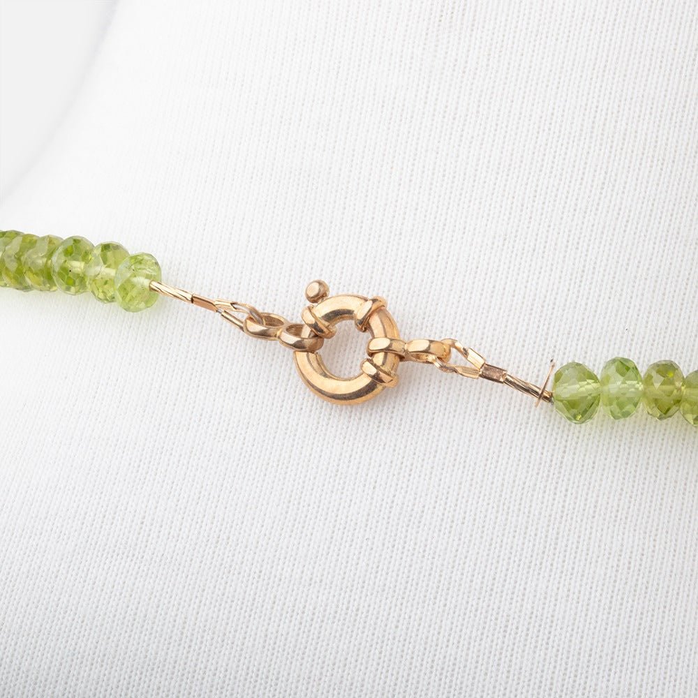 Peridot Faceted Rondelle Necklace with a 14kt Gold Clasp AAA - Beadsofcambay.com