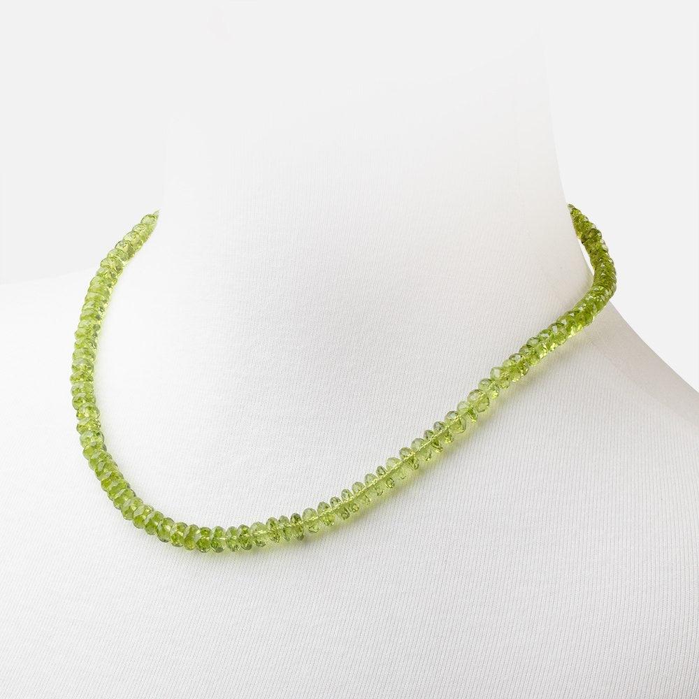 Peridot Faceted Rondelle Necklace with a 14kt Gold Clasp AAA - Beadsofcambay.com