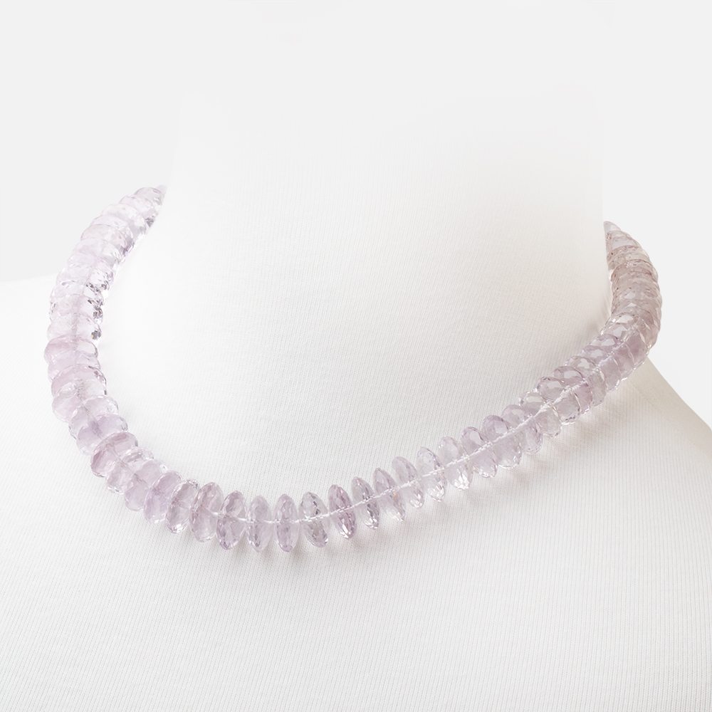 Pink Amethyst German Faceted Rondelle Necklace with a 14kt Gold Clasp AAA - Beadsofcambay.com