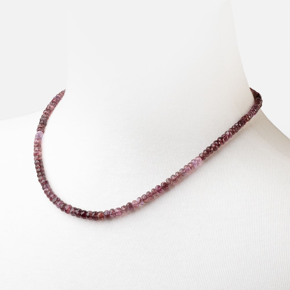 Shaded Violet Spinel Faceted Rondelle Necklace with a 14kt Gold Clasp AAA - Beadsofcambay.com