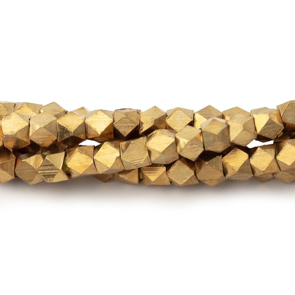 Shiny Brass Faceted Nugget Beads on an 8 inch Strand - Beadsofcambay.com