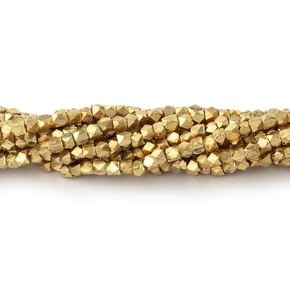 Shiny Brass Faceted Nugget Beads on an 8 inch Strand - Beadsofcambay.com