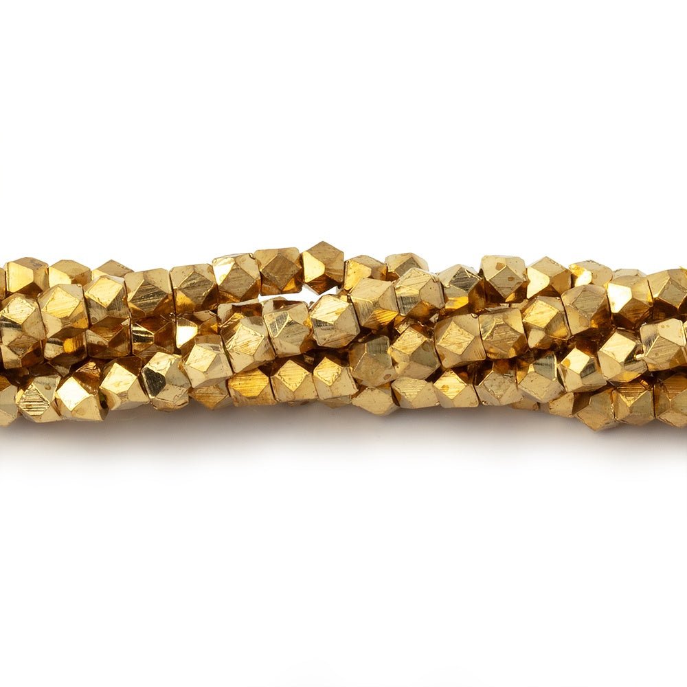 Shiny Brass Faceted Nugget Beads on an 8 inch Strand - Beadsofcambay.com