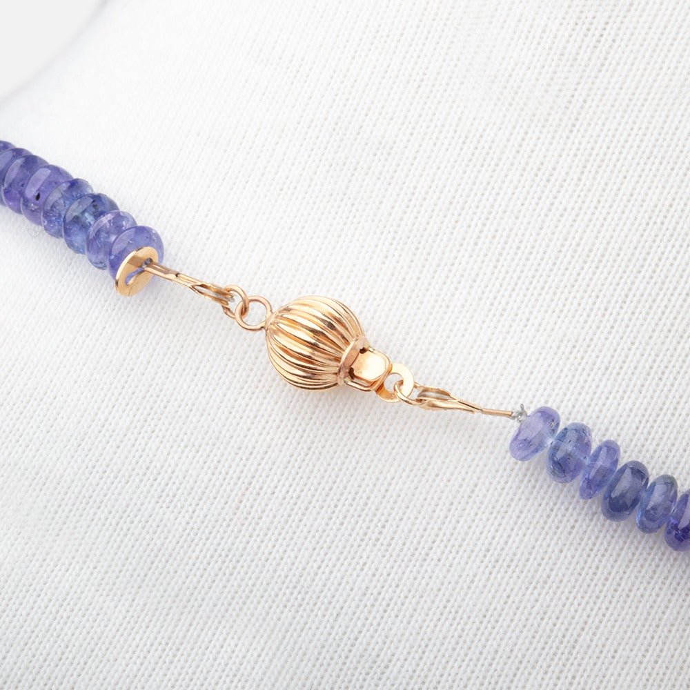 Tanzanite Plain Rondelle Necklace with a 14kt Gold Clasp AAA - Beadsofcambay.com