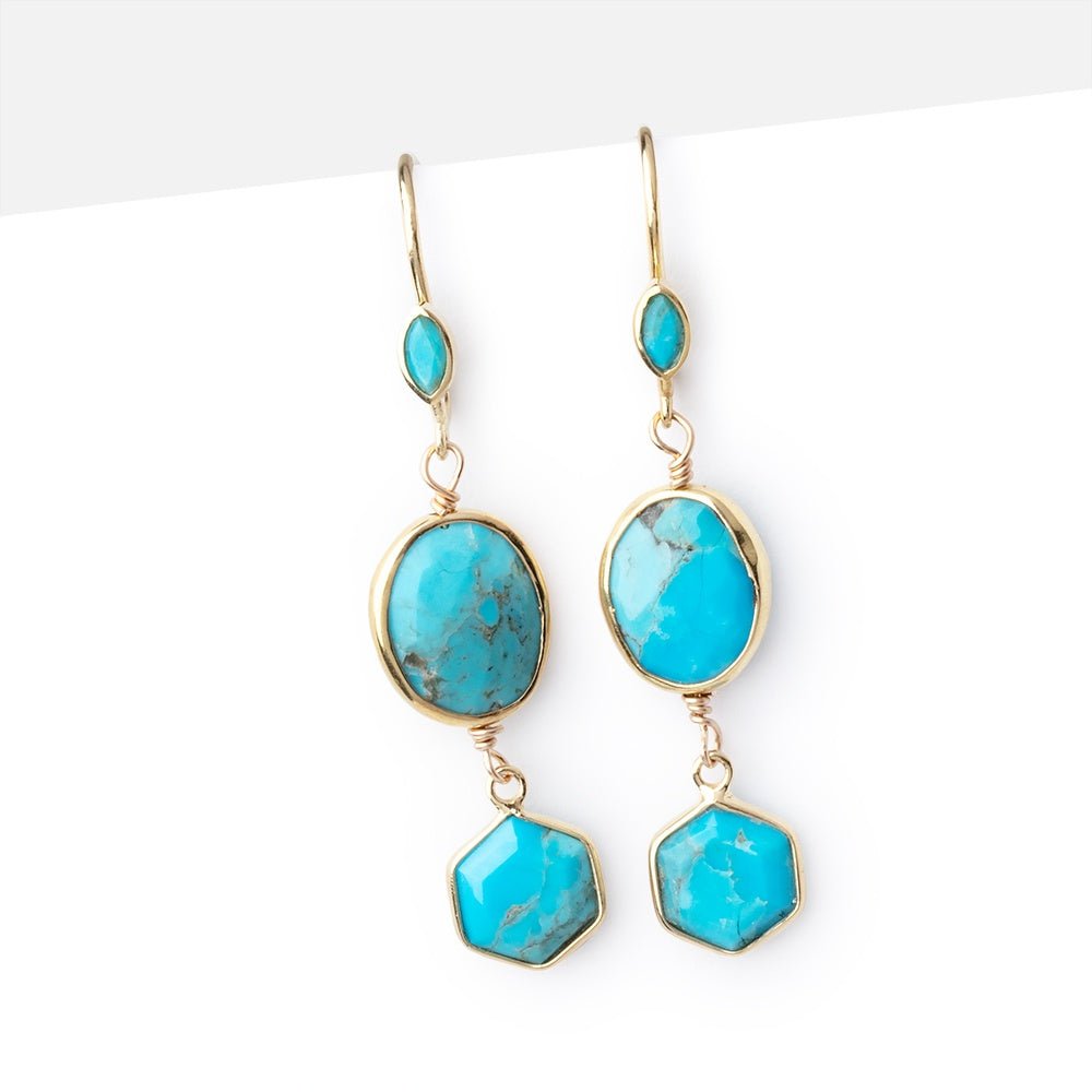 Vermeil Turquoise Howlite Marquise Earwire Set of 2 pieces - Beadsofcambay.com