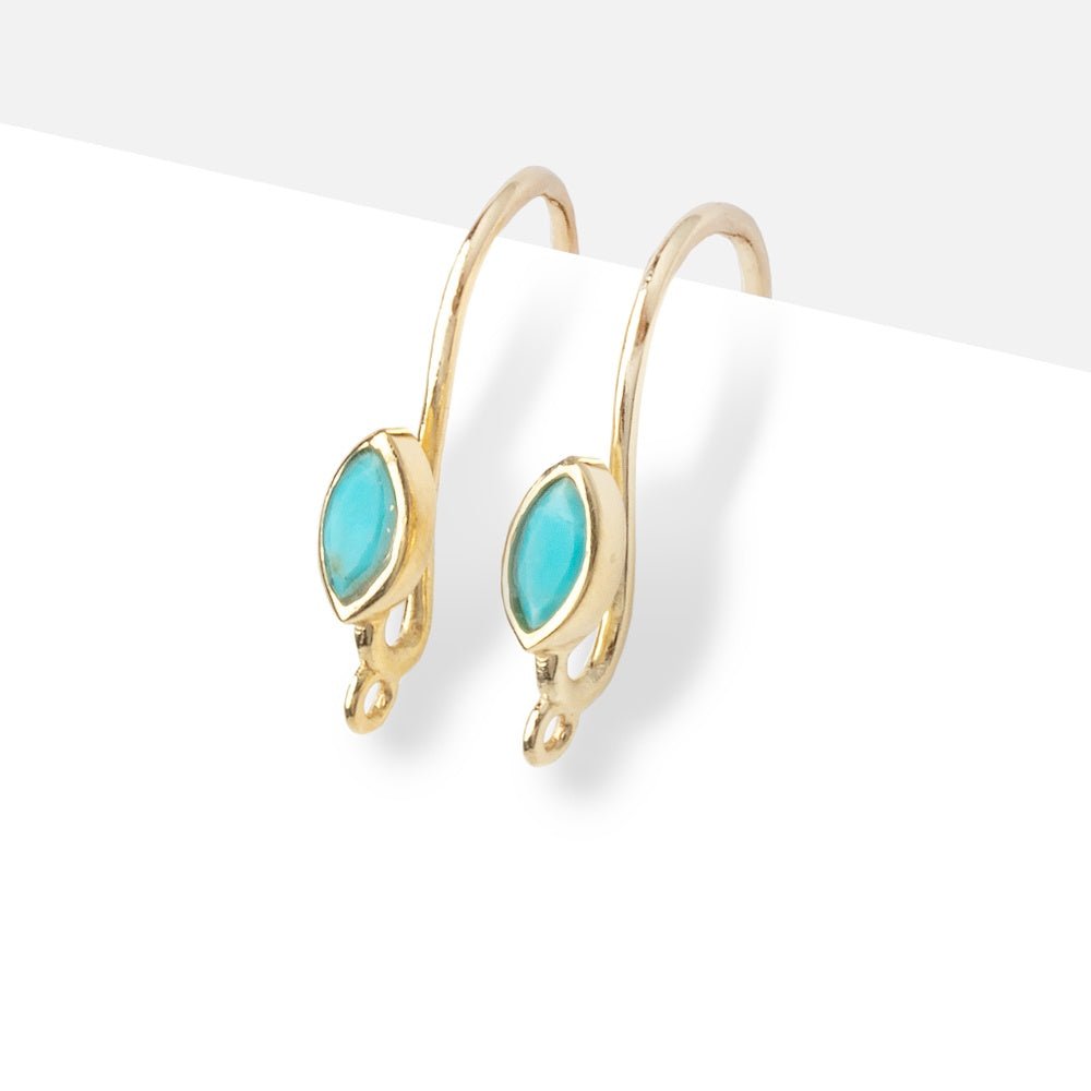 Vermeil Turquoise Howlite Marquise Earwire Set of 2 pieces - Beadsofcambay.com