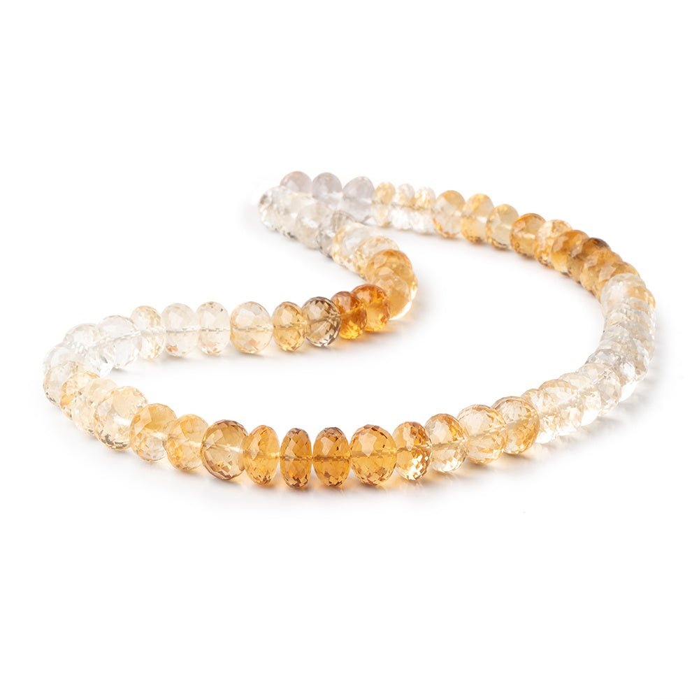 10-12mm Citrine Faceted Rondelle Beads 16 inch 62 pieces AAA - Beadsofcambay.com