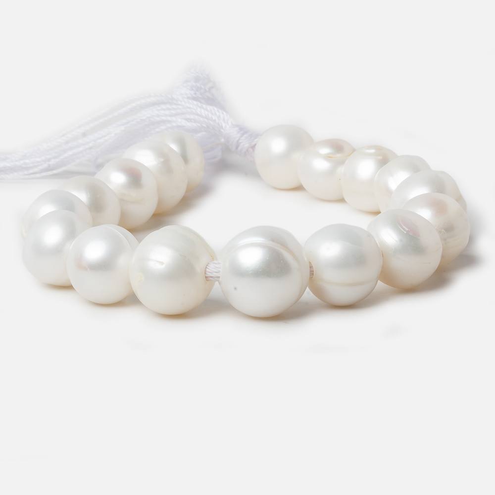 10-12mm Off White Baroque Large Hole Freshwater Pearl 8 inch 17 pieces B grade - Beadsofcambay.com