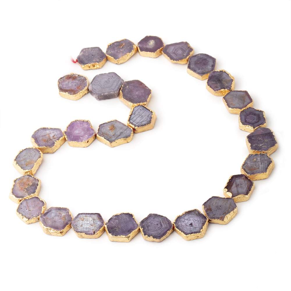 10-16mm Gold Leafed Corundum Slice Beads 14 inch 24 pieces - Beadsofcambay.com